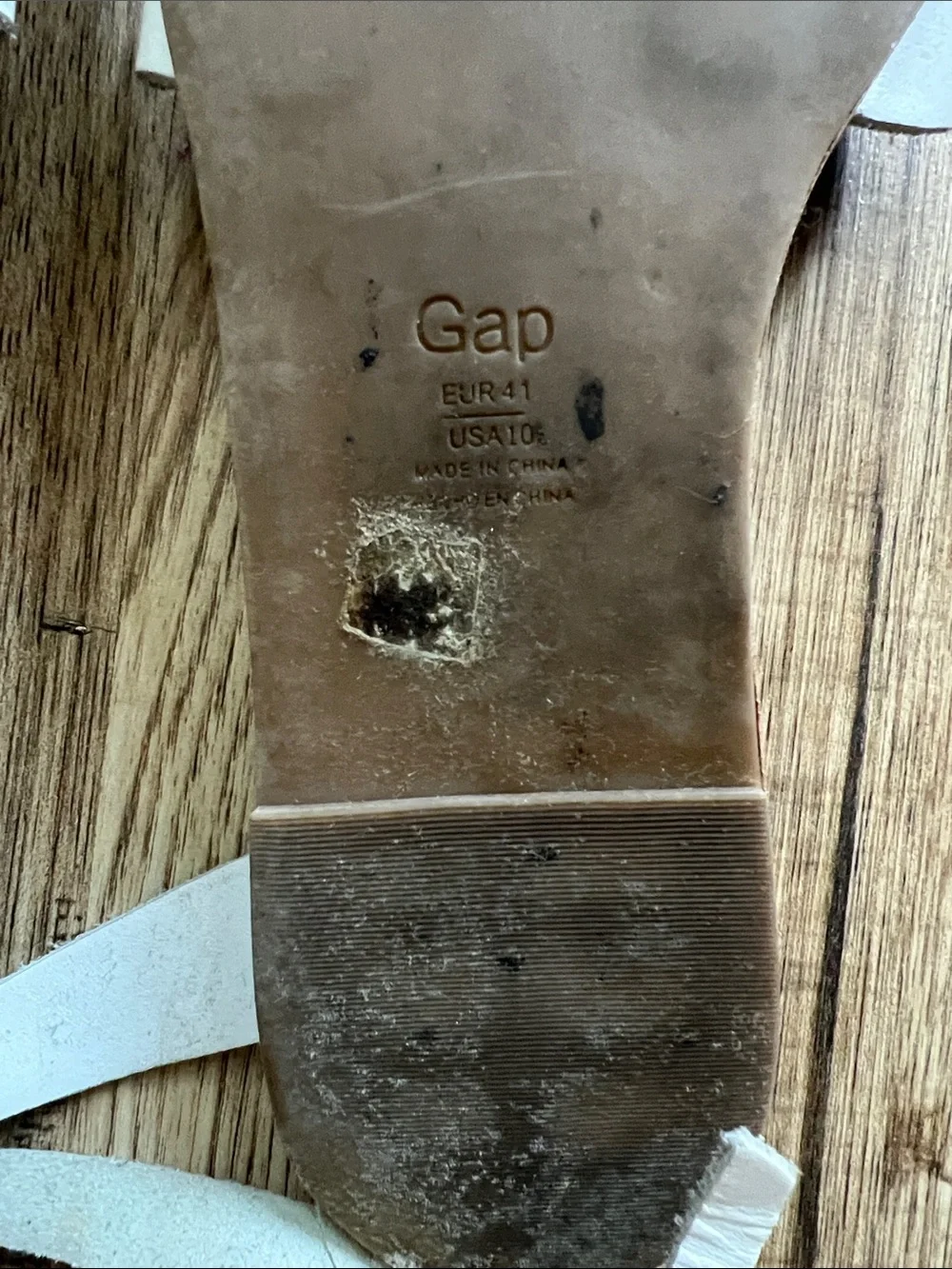 GAP Women's White Leather Slide Sandals with Ankle Tie Size 41 or 10 (US)